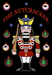 Cartaz de Nutctracker para balé de Tchaikovsky, pôster gráfico a cores de acima, 2010 por Neale Osborne